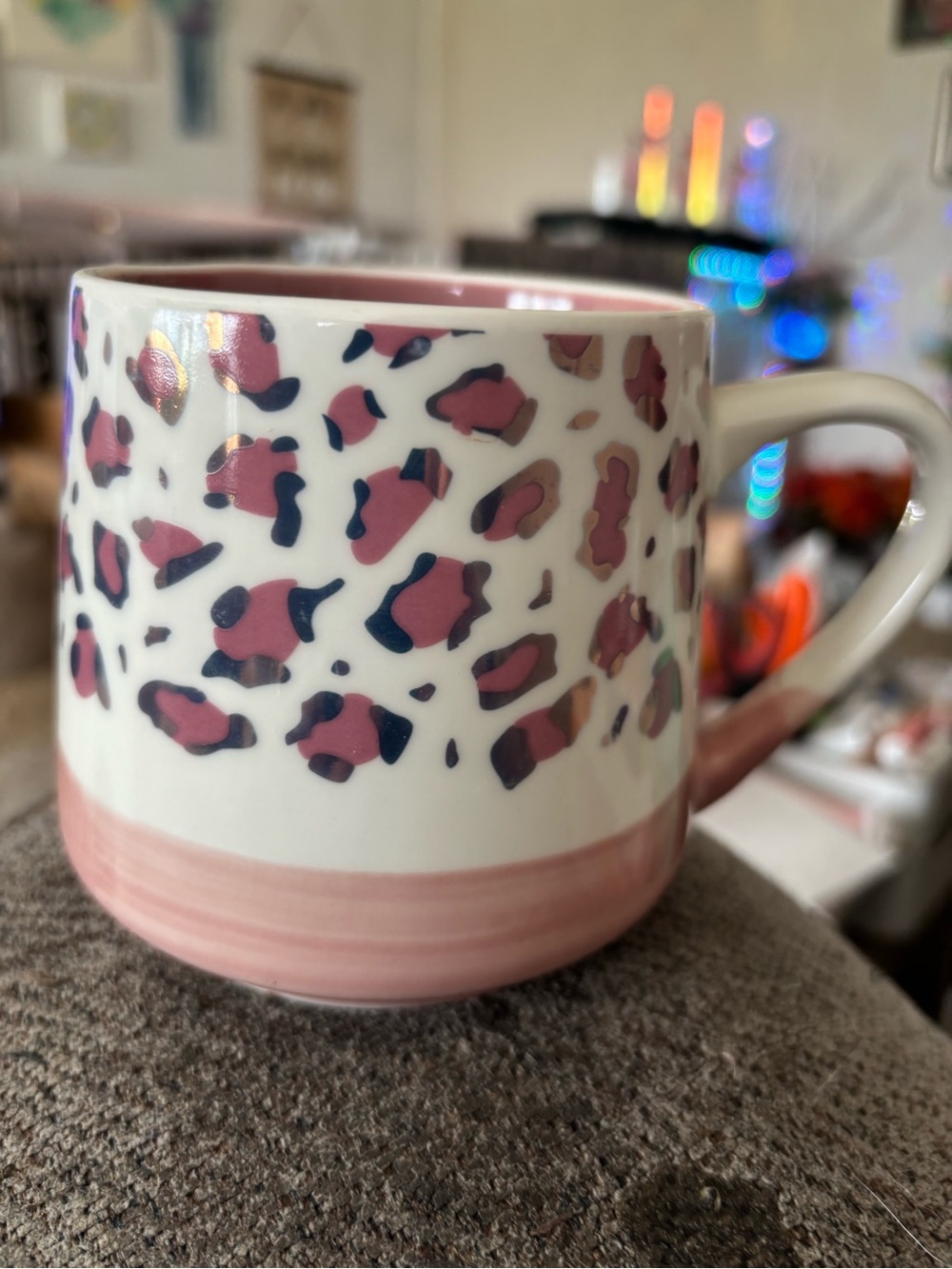 Sheffield Home Pink and Navy Leopard Ceramic Coffee Mug